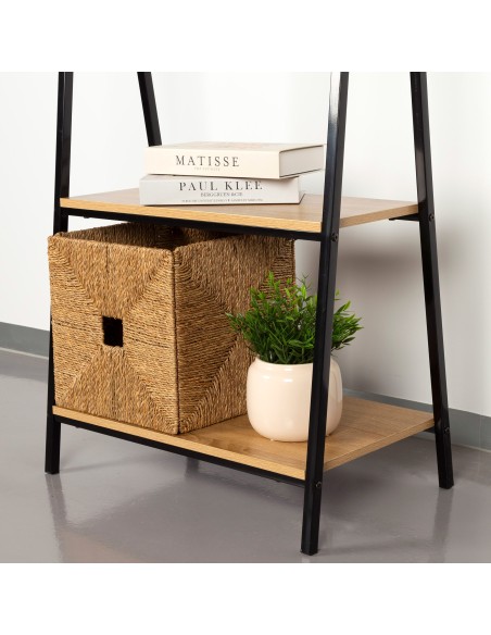 Max Home Burro Meuble en bois et acier à 2 étagères, 64x40x150 cm