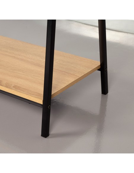 Max Home Burro Meuble en bois et acier à 2 étagères, 64x40x150 cm