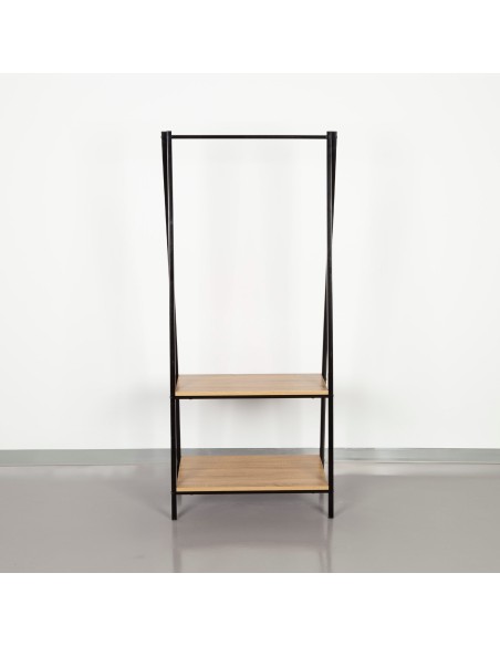 Max Home Burro Meuble en bois et acier à 2 étagères, 64x40x150 cm