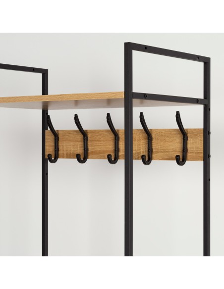 Max Home Porte-manteau et meuble à chaussures en bois et acier, 3 étagères, 60 x 40 x 175 cm
