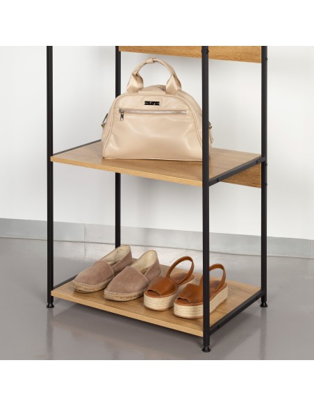 Max Home Porte-manteau et meuble à chaussures en bois et acier, 3 étagères, 60 x 40 x 175 cm