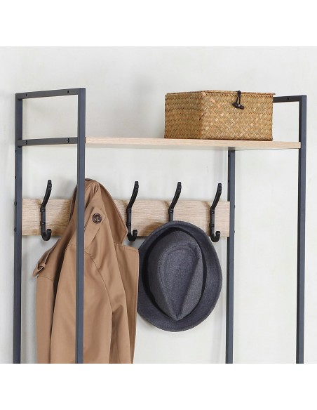 Max Home Porte-manteau et meuble à chaussures en bois et acier, 3 étagères, 60 x 40 x 175 cm