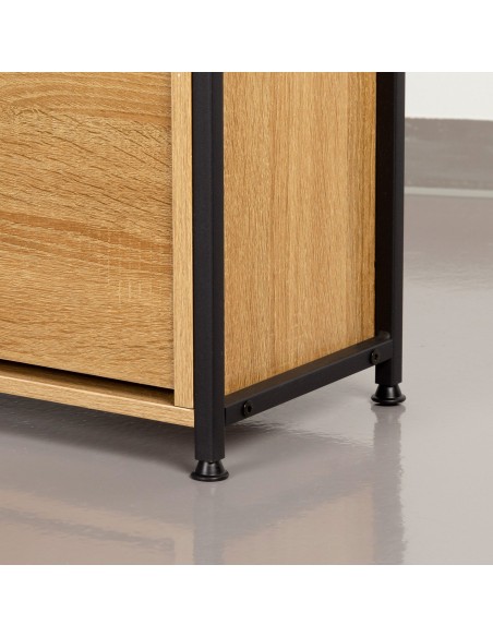 Max Home Meuble à chaussures pour entrée, en bois et acier, 3 tiroirs, 60 x 24 x 132 cm