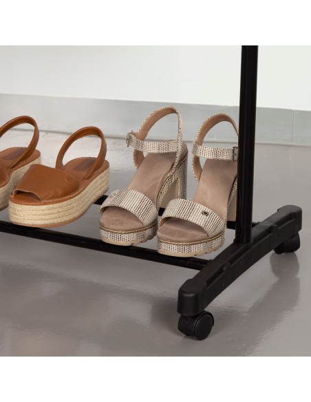 Max Home : porte-vêtements double à roulettes avec rangement pour chaussures, 75 x 40 x 157 cm