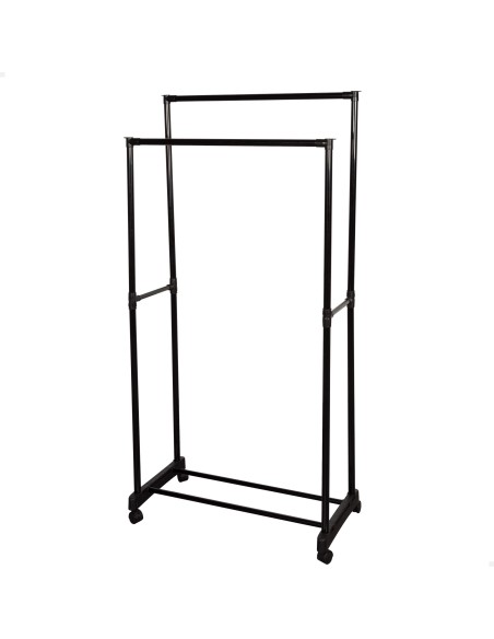 Max Home : porte-vêtements double à roulettes avec rangement pour chaussures, 75 x 40 x 157 cm