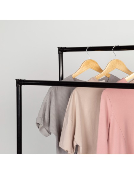 Max Home : porte-vêtements double à roulettes avec rangement pour chaussures, 75 x 40 x 157 cm
