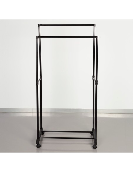 Max Home : porte-vêtements double à roulettes avec rangement pour chaussures, 75 x 40 x 157 cm