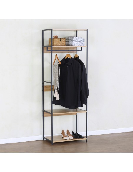 Max Home : Étagère ouverte en bois et acier, 4 tablettes, 60 x 40 x 175 cm