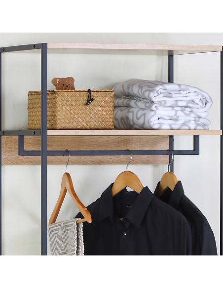 Max Home : Étagère ouverte en bois et acier, 4 tablettes, 60 x 40 x 175 cm