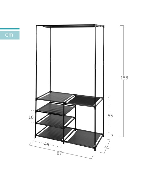 Max Home : armoire ouverte à 4 étagères en tissu, 87 x 45 x 158 cm