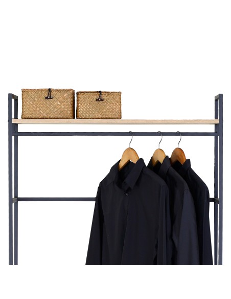 Max Home : armoire ouverte en bois et acier, 2 étagères, 83 x 39 x 167 cm