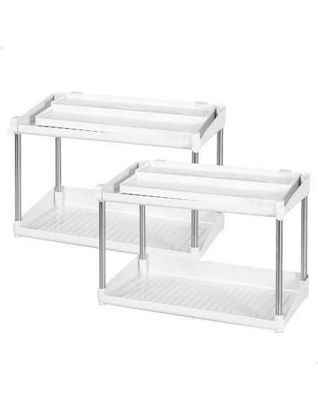 Max Home Pack 2 : étagères à épices à double hauteur avec plateau amovible