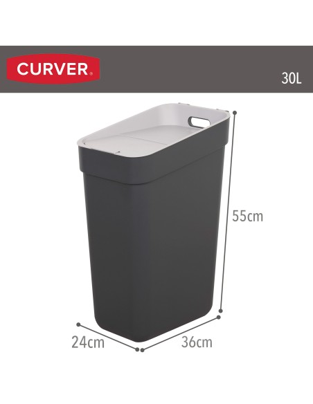 Curver - Bac de tri sélectif Ready To Collect 30 L, gris