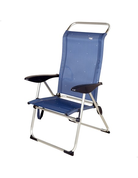 Silla playa alta multiposición 47x59x108 cm azul marino