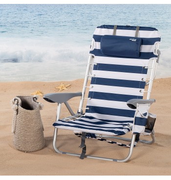 Chaise de plage basse multiposition XL 50x45x76 cm avec... 2