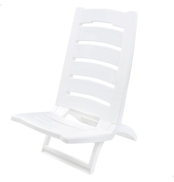 Chaise de plage basse fixe 34x36x65 cm blanche