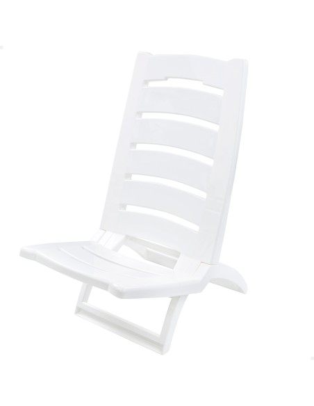 Chaise de plage basse fixe 34x36x65 cm blanche