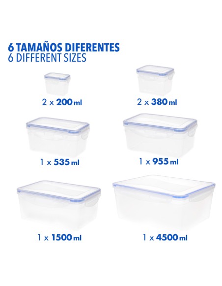 Max Home Pack : 8 récipients hermétiques en plastique de 0,2 à 4,5 L
