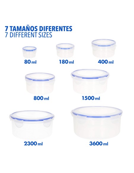 Max Home Pack : 7 récipients hermétiques en plastique de 0,08 à 3,6 L