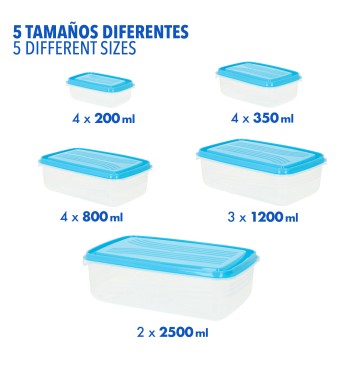 Max Home Pack : 17 récipients en plastique de 0,2 à 2,5 L 2