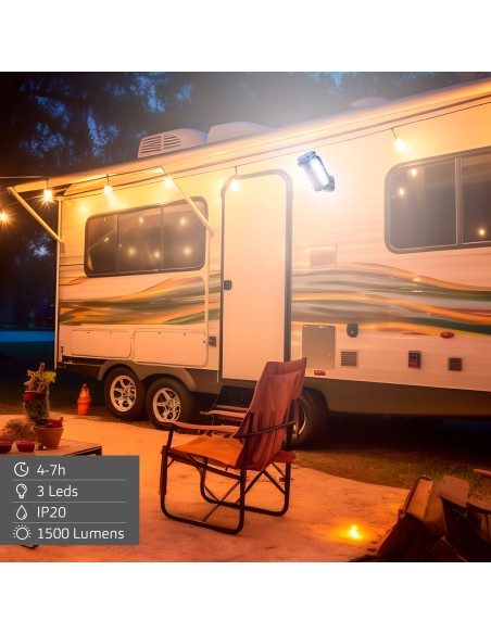 Projecteur extérieur triple LED 3 en 1 USB et powerbank 1500 lumens
