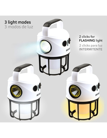 Lanterne de camping LED 2 en 1 avec port USB et batterie externe, 330 lumens