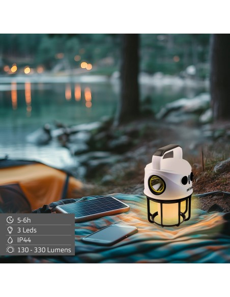 Lanterne de camping LED 2 en 1 avec port USB et batterie externe, 330 lumens