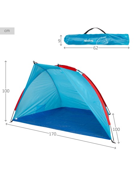 Tente coupe-vent et plage pour 2 personnes avec sol et poche