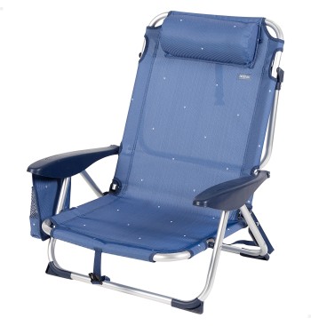 Chaise de plage basse multiposition XL 51x45x76 cm bleu...