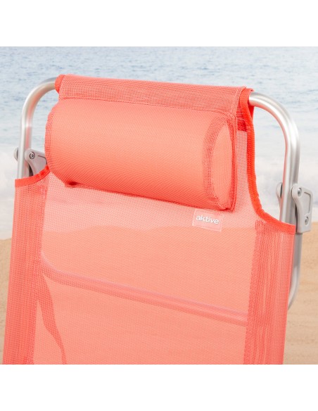 Chaise de plage basse multipositions 47x49x82 cm corail