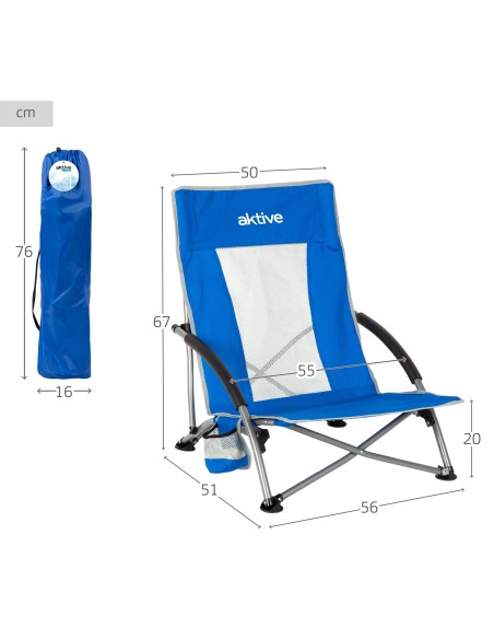 Chaise basse pliante 50x51x67 cm bleu