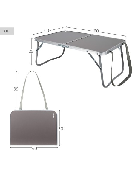 Table de camping pliable anthracite avec poignées