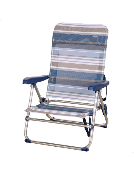 Chaise de plage basse multiposition 48x50x85 cm rayures