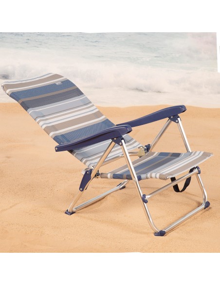 Chaise de plage basse multiposition 48x50x85 cm rayures