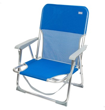 Chaise de plage basse fixe 45x40x70 cm bleue
