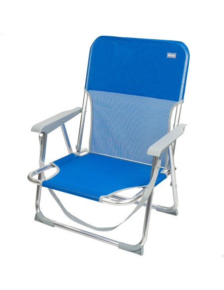 Chaise de plage basse fixe 45x40x70 cm bleue