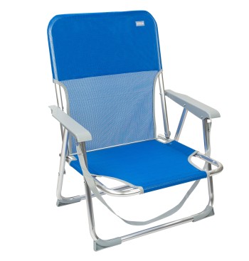 Chaise de plage basse fixe 45x40x70 cm bleue 2