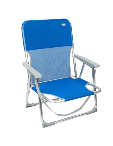 Chaise de plage basse fixe 45x40x70 cm bleue