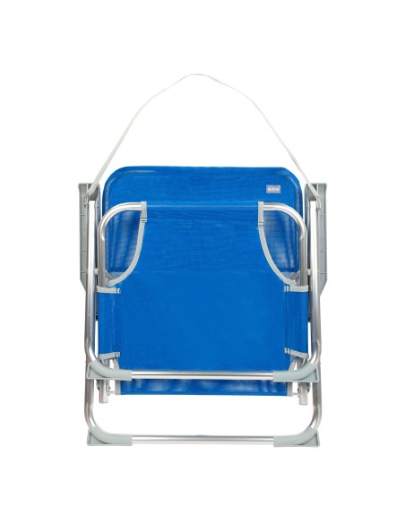 Chaise de plage basse fixe 45x40x70 cm bleue