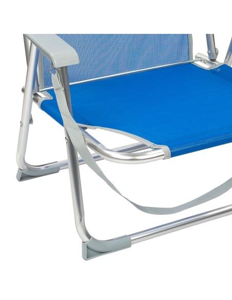 Chaise de plage basse fixe 45x40x70 cm bleue