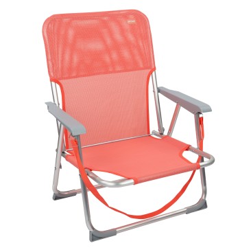 Chaise de plage basse fixe 45x40x70 cm corail 2