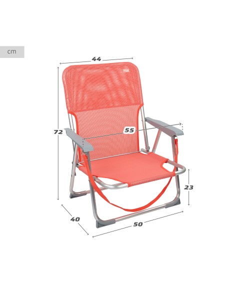 Chaise de plage basse fixe 45x40x70 cm corail