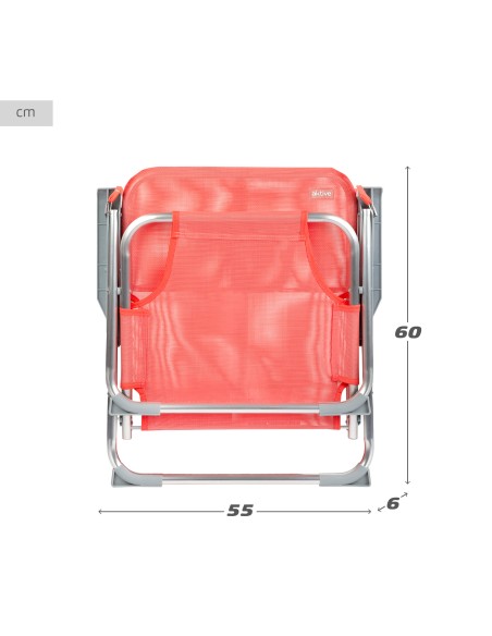 Chaise de plage basse fixe 45x40x70 cm corail