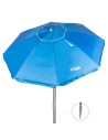 Parapluie de plage coupe-vent 8 tiges 200 cm bleu avec spirale d'ancrage