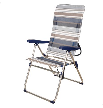 Chaise de plage haute multipositions 47x67x110 cm à rayures