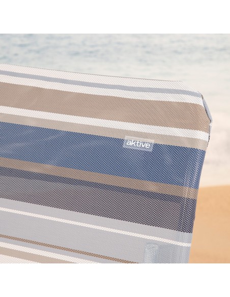 Chaise de plage haute multipositions 47x67x110 cm à rayures