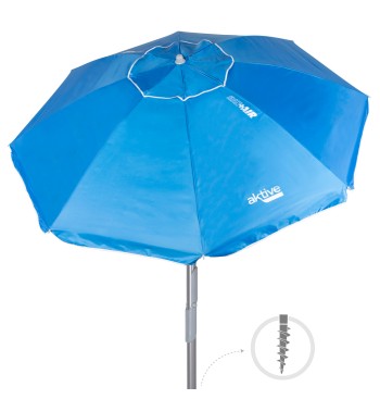 Parapluie de plage coupe-vent 8 cannes 220 cm bleu...