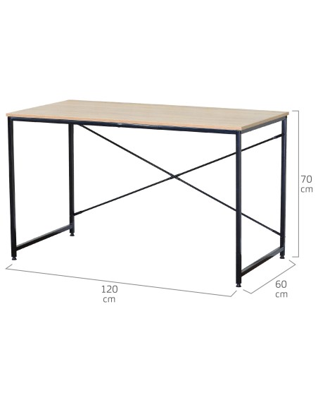 Max Home : bureau en bois et acier 120 x 60 x 71 cm