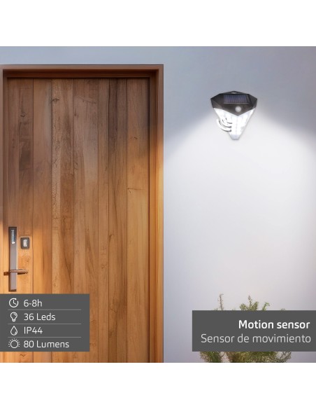 Applique solaire LED 80 lumens avec détecteur de mouvement et 3 intensités