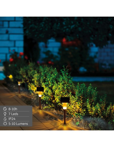 Lot de 4 balises solaires LED 5-10 lumens avec projection décorative